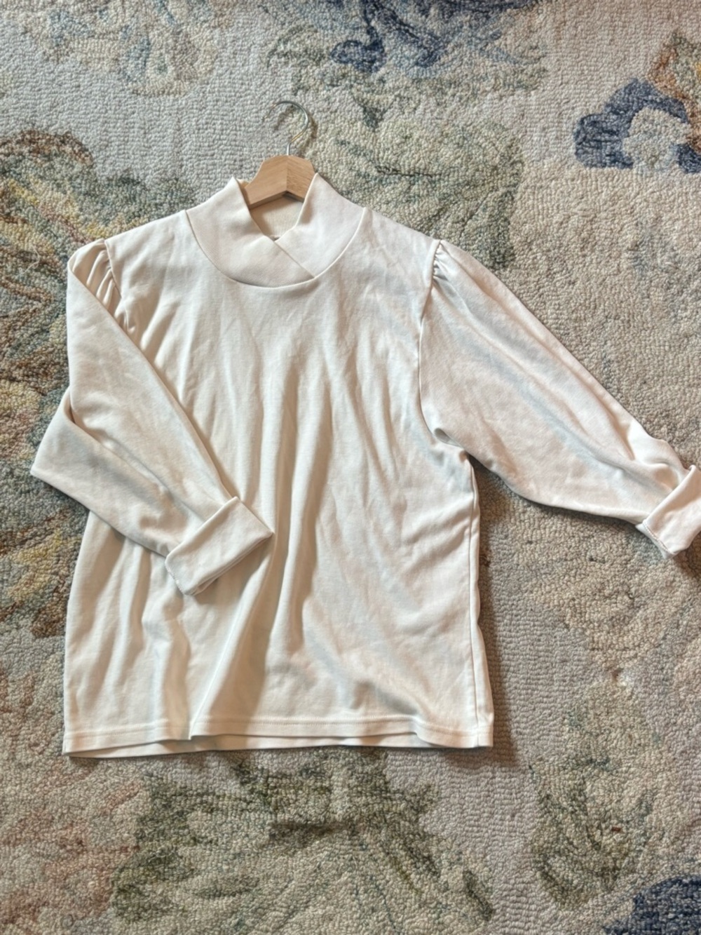 Cream Mock Neck Long Sleeve Top